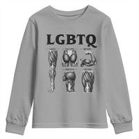 LGBTQ Acronym Funny Fitness Gym Muscle Graphic Youth Sweatshirt Legs Glutes Biceps Triceps Quads