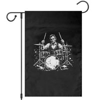 Vintage Abraham Lincoln Playing Drums Graphic Garden Flag Abe Musician Patriotic Rockstar Drummer President