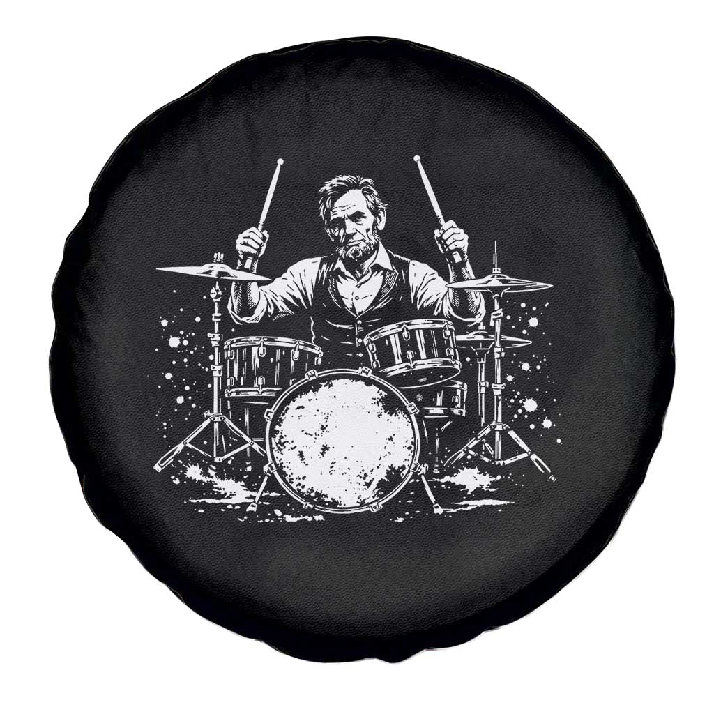 Vintage Abraham Lincoln Playing Drums Graphic Spare Tire Cover Abe Musician Patriotic Rockstar Drummer President