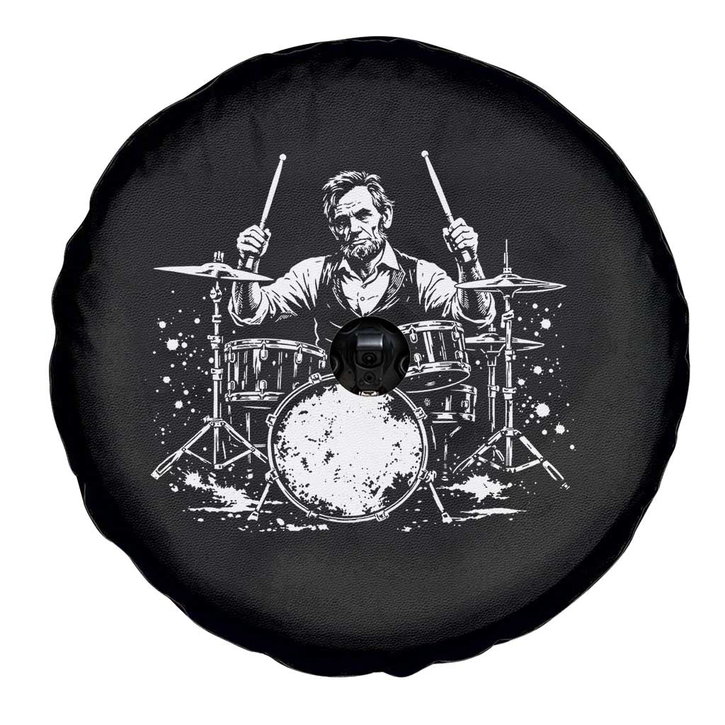 Vintage Abraham Lincoln Playing Drums Graphic Spare Tire Cover Abe Musician Patriotic Rockstar Drummer President