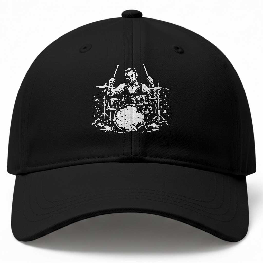 Vintage Abraham Lincoln Playing Drums Graphic Baseball Cap Abe Musician Patriotic Rockstar Drummer President