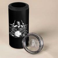 Vintage Abraham Lincoln Playing Drums Graphic 4 in 1 Can Cooler Tumbler Abe Musician Patriotic Rockstar Drummer President
