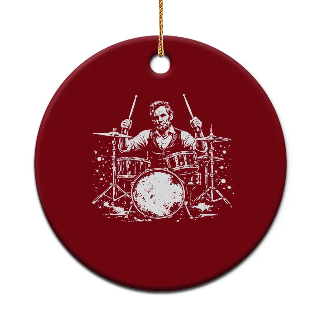 Vintage Abraham Lincoln Playing Drums Graphic Ceramic Ornament Abe Musician Patriotic Rockstar Drummer President
