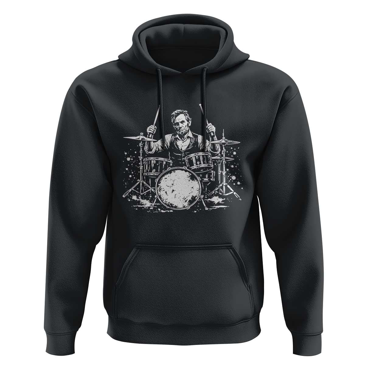 Vintage Abraham Lincoln Playing Drums Graphic Hoodie Abe Musician Patriotic Rockstar Drummer President