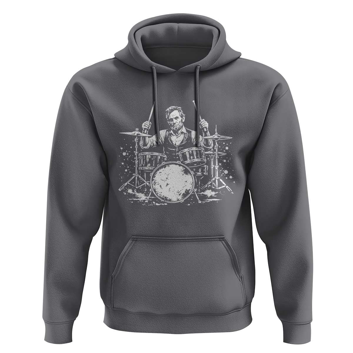 Vintage Abraham Lincoln Playing Drums Graphic Hoodie Abe Musician Patriotic Rockstar Drummer President