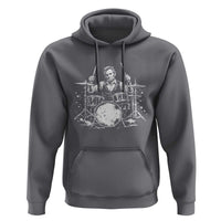 Vintage Abraham Lincoln Playing Drums Graphic Hoodie Abe Musician Patriotic Rockstar Drummer President