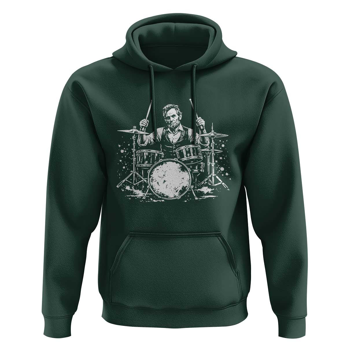 Vintage Abraham Lincoln Playing Drums Graphic Hoodie Abe Musician Patriotic Rockstar Drummer President