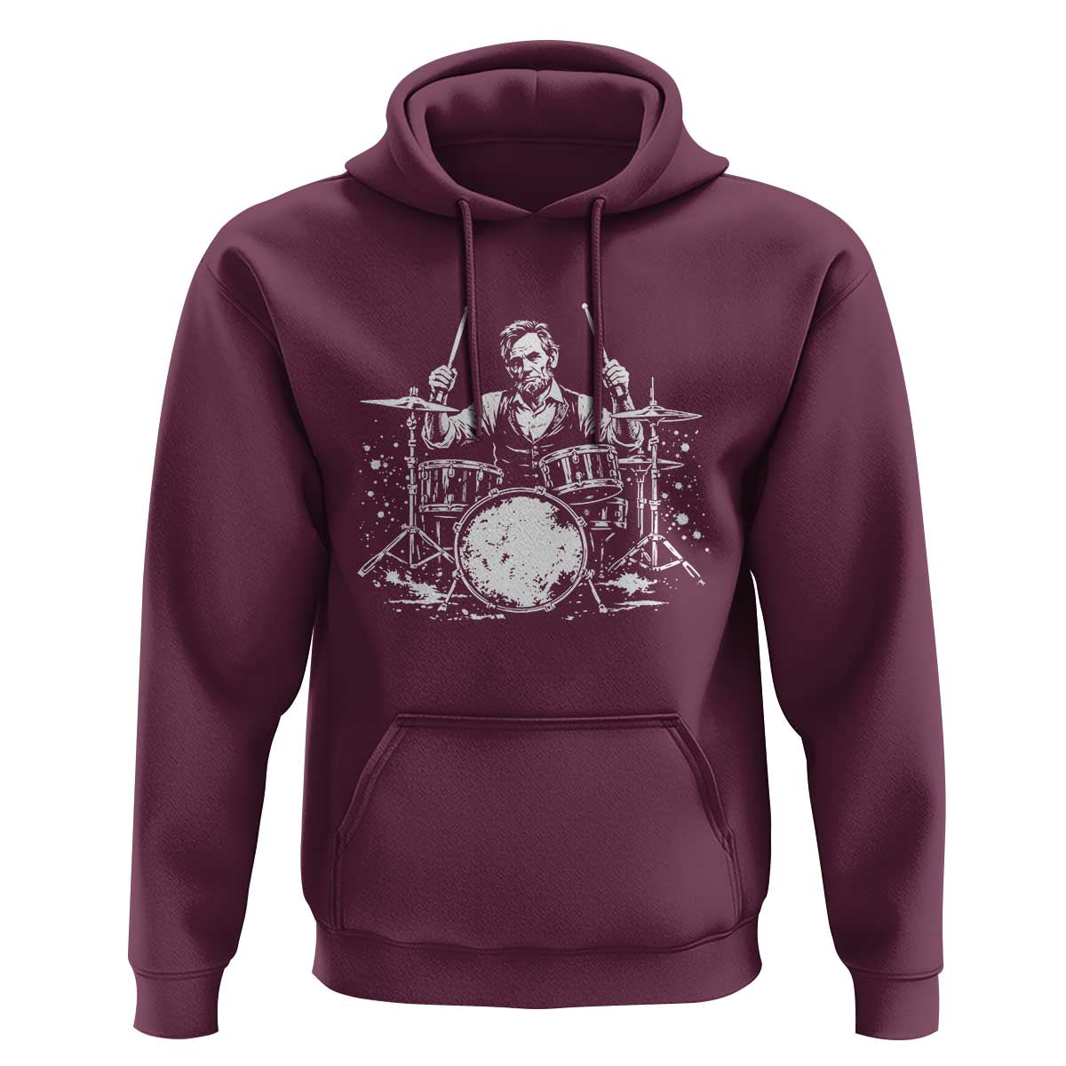 Vintage Abraham Lincoln Playing Drums Graphic Hoodie Abe Musician Patriotic Rockstar Drummer President