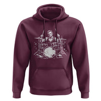 Vintage Abraham Lincoln Playing Drums Graphic Hoodie Abe Musician Patriotic Rockstar Drummer President