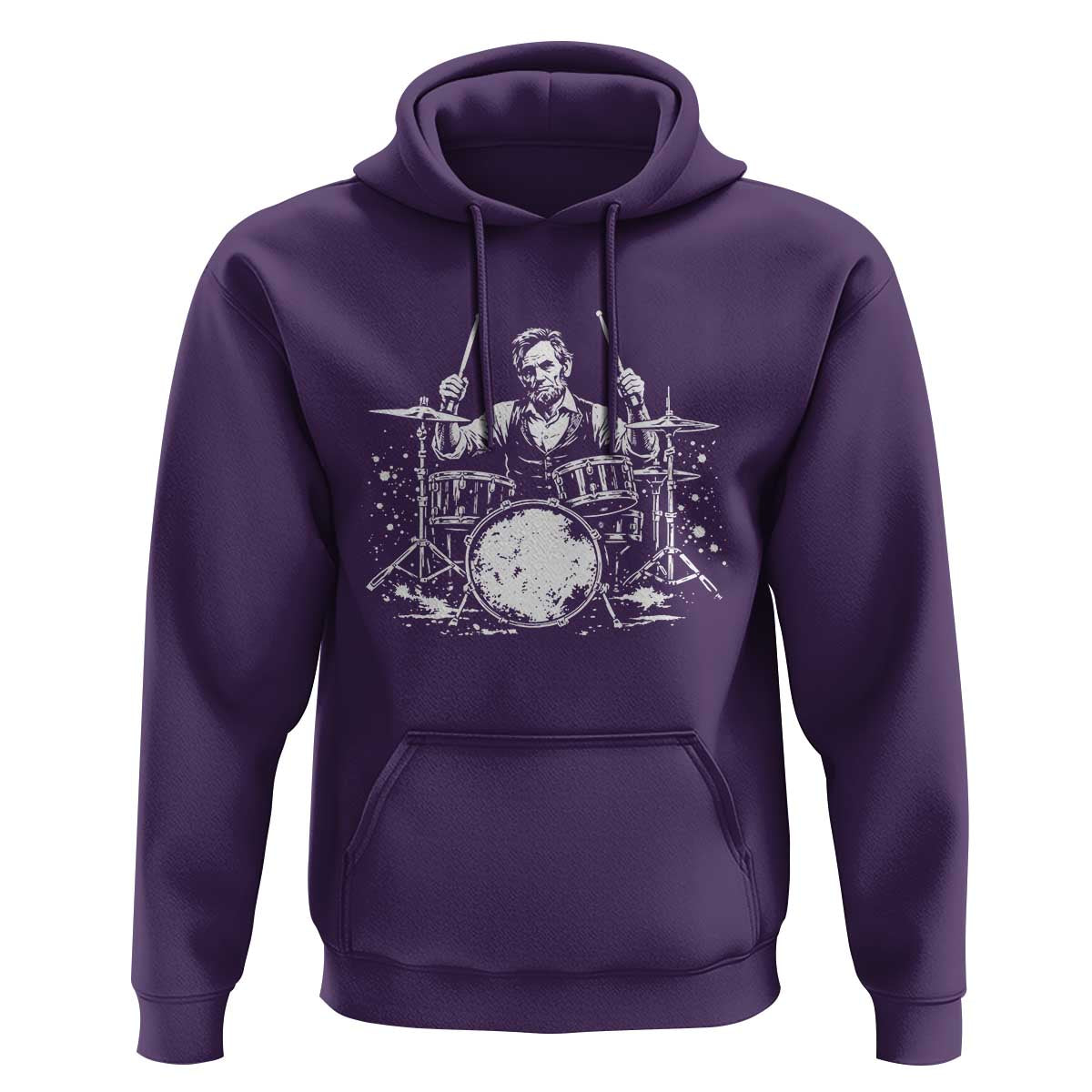 Vintage Abraham Lincoln Playing Drums Graphic Hoodie Abe Musician Patriotic Rockstar Drummer President