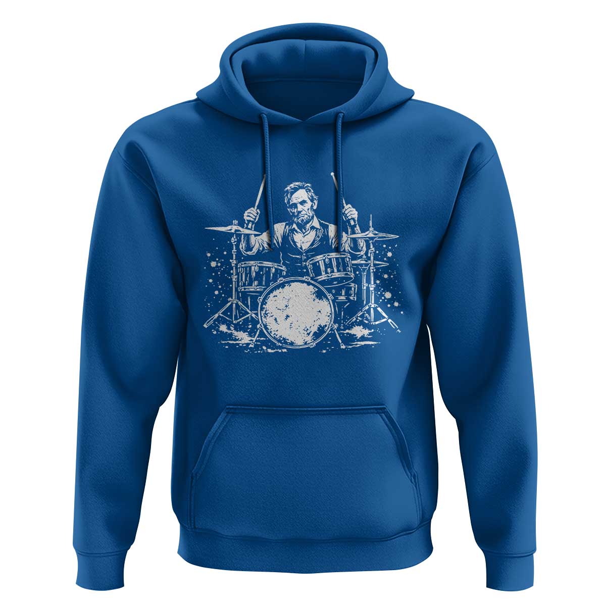 Vintage Abraham Lincoln Playing Drums Graphic Hoodie Abe Musician Patriotic Rockstar Drummer President