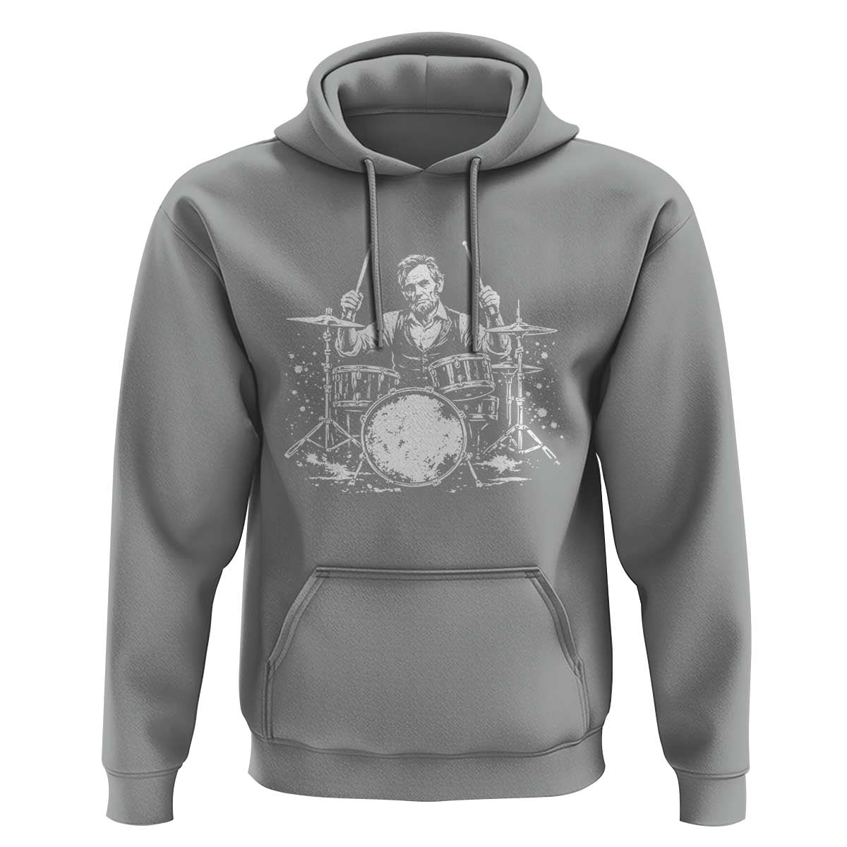 Vintage Abraham Lincoln Playing Drums Graphic Hoodie Abe Musician Patriotic Rockstar Drummer President