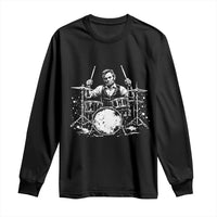 Vintage Abraham Lincoln Playing Drums Graphic Long Sleeve Shirt Abe Musician Patriotic Rockstar Drummer President
