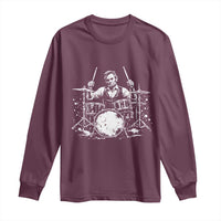 Vintage Abraham Lincoln Playing Drums Graphic Long Sleeve Shirt Abe Musician Patriotic Rockstar Drummer President