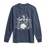 Vintage Abraham Lincoln Playing Drums Graphic Long Sleeve Shirt Abe Musician Patriotic Rockstar Drummer President