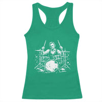 Vintage Abraham Lincoln Playing Drums Graphic Racerback Tank Top Abe Musician Patriotic Rockstar Drummer President