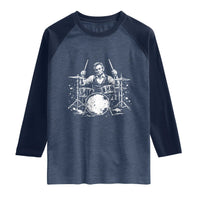 Vintage Abraham Lincoln Playing Drums Graphic Raglan Shirt Abe Musician Patriotic Rockstar Drummer President