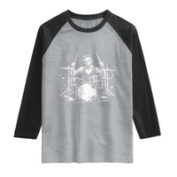 Vintage Abraham Lincoln Playing Drums Graphic Raglan Shirt Abe Musician Patriotic Rockstar Drummer President