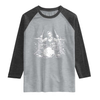 Vintage Abraham Lincoln Playing Drums Graphic Raglan Shirt Abe Musician Patriotic Rockstar Drummer President