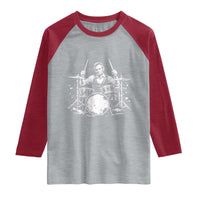 Vintage Abraham Lincoln Playing Drums Graphic Raglan Shirt Abe Musician Patriotic Rockstar Drummer President