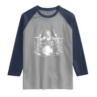 Vintage Abraham Lincoln Playing Drums Graphic Raglan Shirt Abe Musician Patriotic Rockstar Drummer President