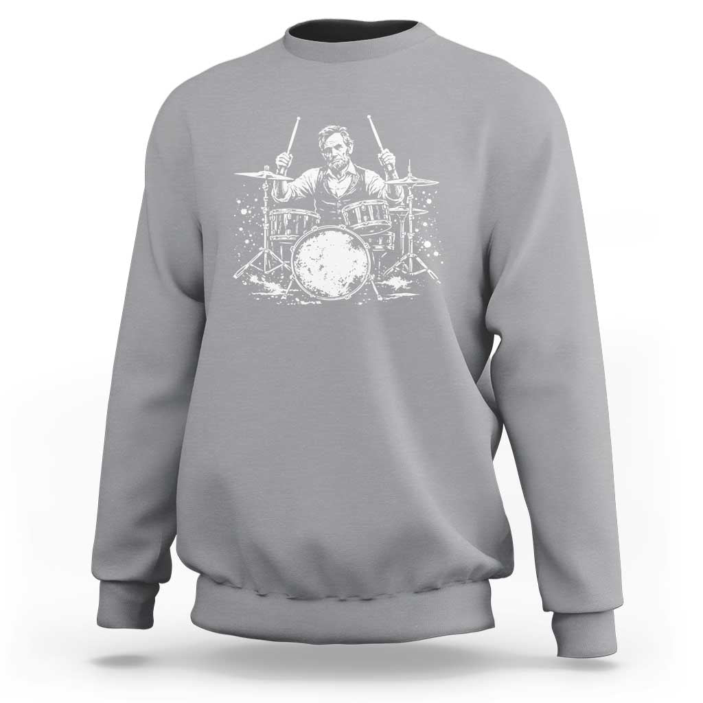 Vintage Abraham Lincoln Playing Drums Graphic Sweatshirt Abe Musician Patriotic Rockstar Drummer President