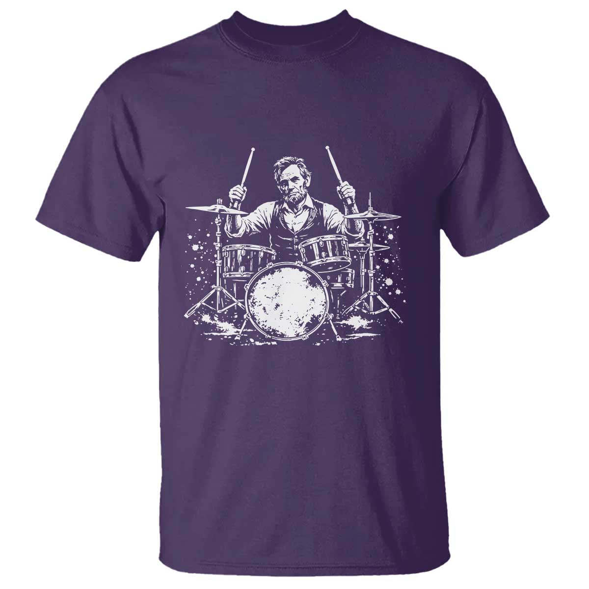 Vintage Abraham Lincoln Playing Drums Graphic T Shirt Abe Musician Patriotic Rockstar Drummer President