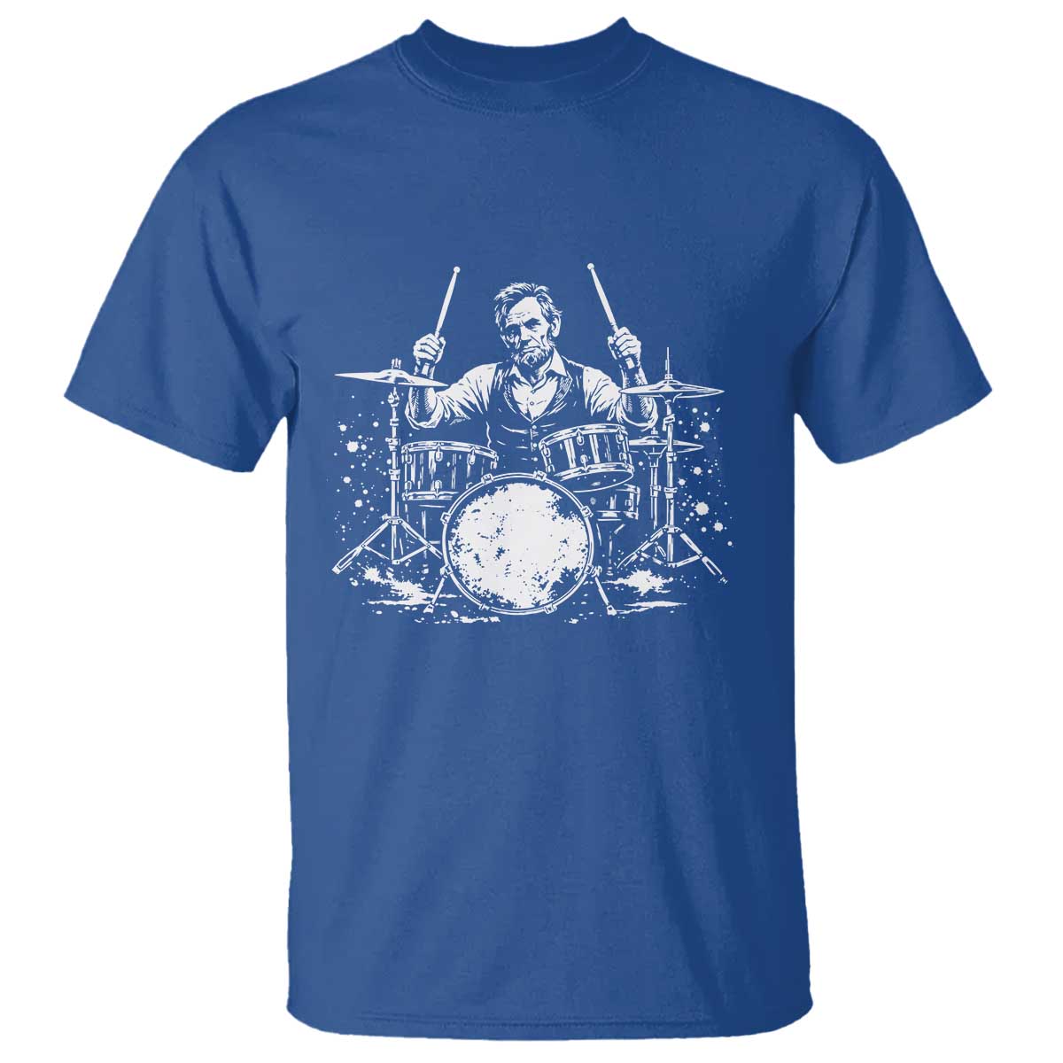 Vintage Abraham Lincoln Playing Drums Graphic T Shirt Abe Musician Patriotic Rockstar Drummer President