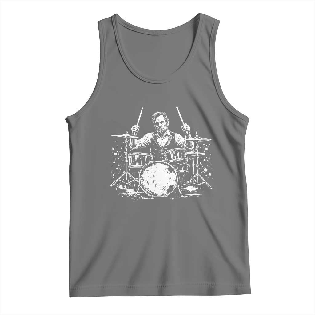 Vintage Abraham Lincoln Playing Drums Graphic Tank Top Abe Musician Patriotic Rockstar Drummer President