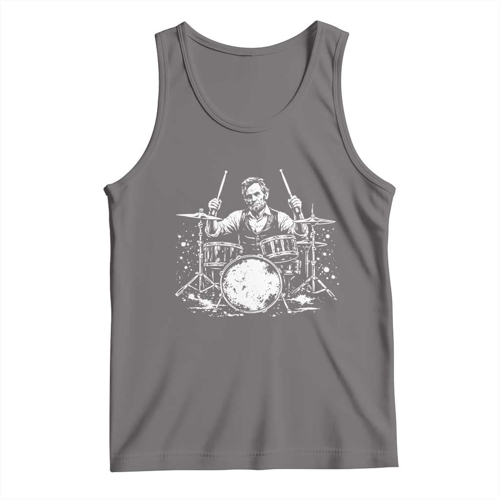 Vintage Abraham Lincoln Playing Drums Graphic Tank Top Abe Musician Patriotic Rockstar Drummer President