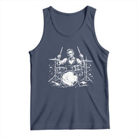Vintage Abraham Lincoln Playing Drums Graphic Tank Top Abe Musician Patriotic Rockstar Drummer President