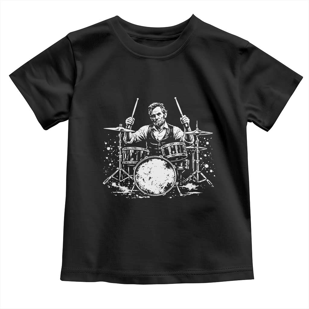 Vintage Abraham Lincoln Playing Drums Graphic Toddler T Shirt Abe Musician Patriotic Rockstar Drummer President