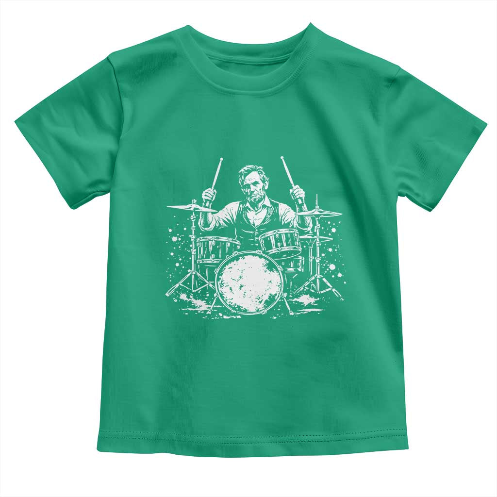 Vintage Abraham Lincoln Playing Drums Graphic Toddler T Shirt Abe Musician Patriotic Rockstar Drummer President
