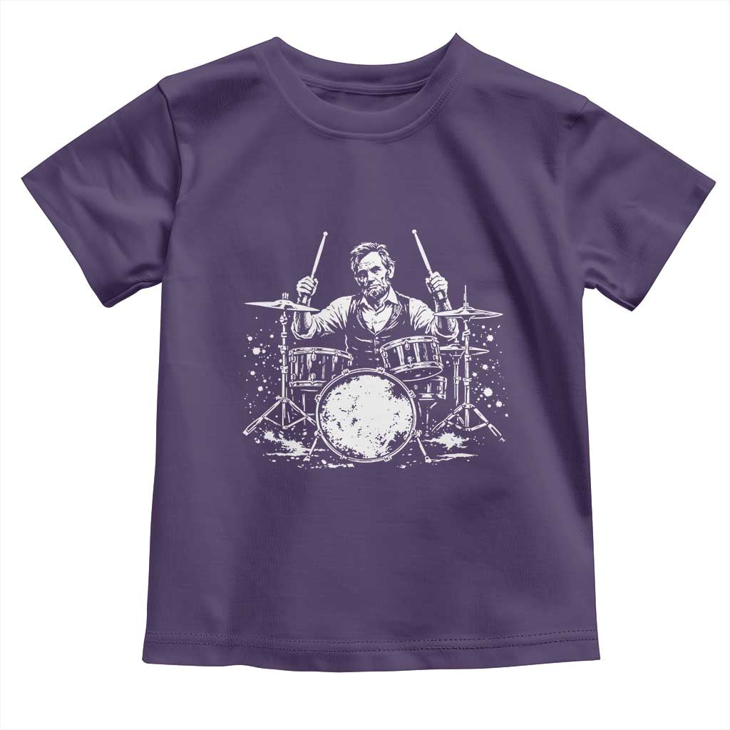 Vintage Abraham Lincoln Playing Drums Graphic Toddler T Shirt Abe Musician Patriotic Rockstar Drummer President