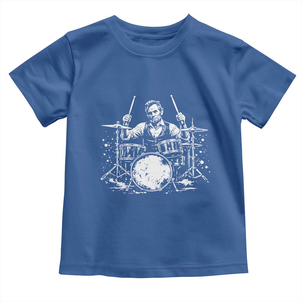 Vintage Abraham Lincoln Playing Drums Graphic Toddler T Shirt Abe Musician Patriotic Rockstar Drummer President