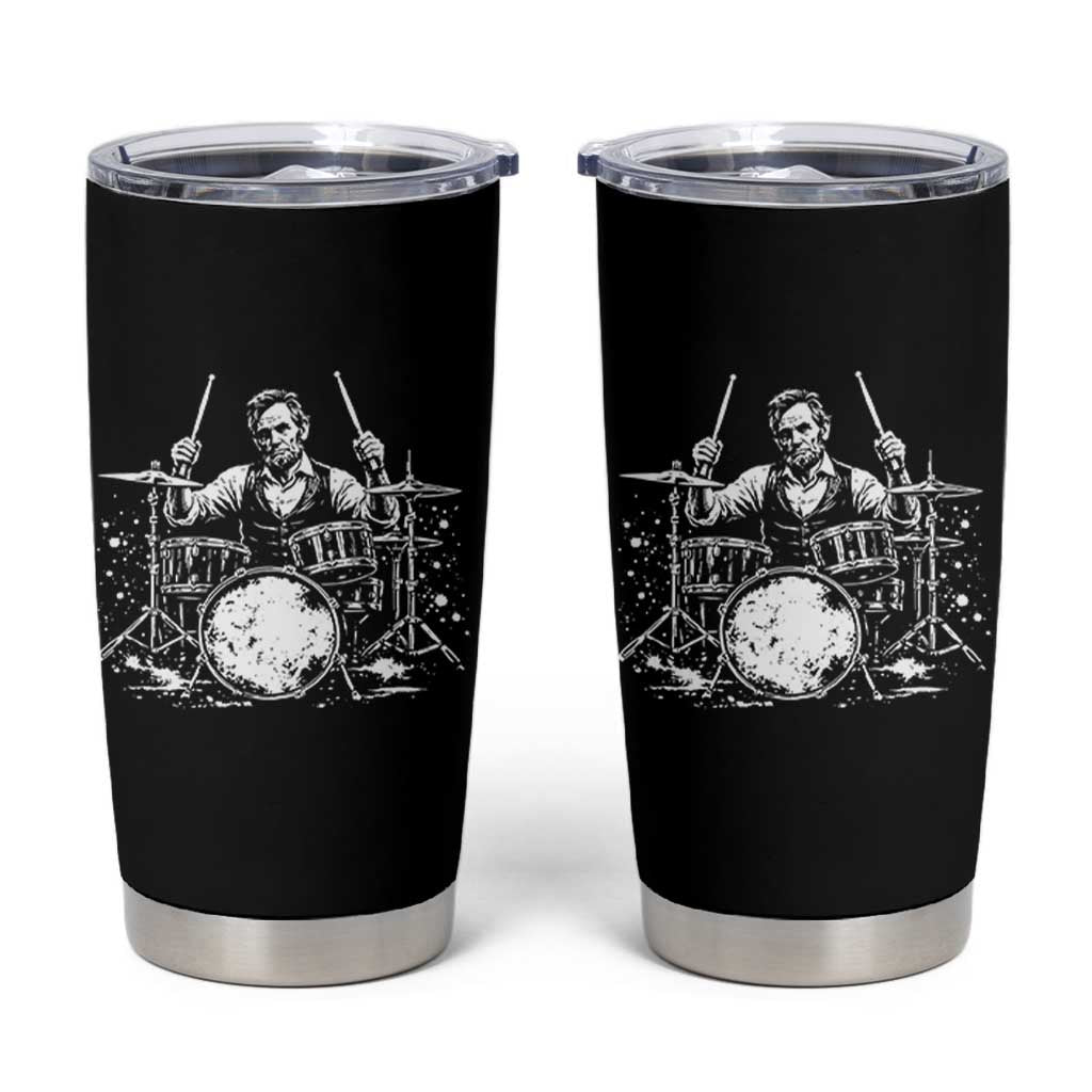 Vintage Abraham Lincoln Playing Drums Graphic Tumbler Cup Abe Musician Patriotic Rockstar Drummer President