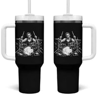 Vintage Abraham Lincoln Playing Drums Graphic Tumbler With Handle Abe Musician Patriotic Rockstar Drummer President