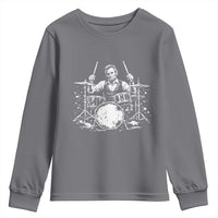 Vintage Abraham Lincoln Playing Drums Graphic Youth Sweatshirt Abe Musician Patriotic Rockstar Drummer President