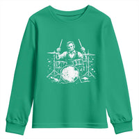 Vintage Abraham Lincoln Playing Drums Graphic Youth Sweatshirt Abe Musician Patriotic Rockstar Drummer President