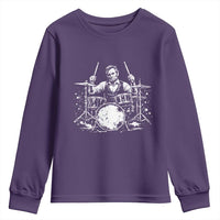 Vintage Abraham Lincoln Playing Drums Graphic Youth Sweatshirt Abe Musician Patriotic Rockstar Drummer President