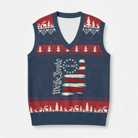 250 Years of Liberty 1776-2026 We The People V-Neck Knit Sweater Vest Distressed American Flag Patriotic Semiquincentennial 250th Anniversary