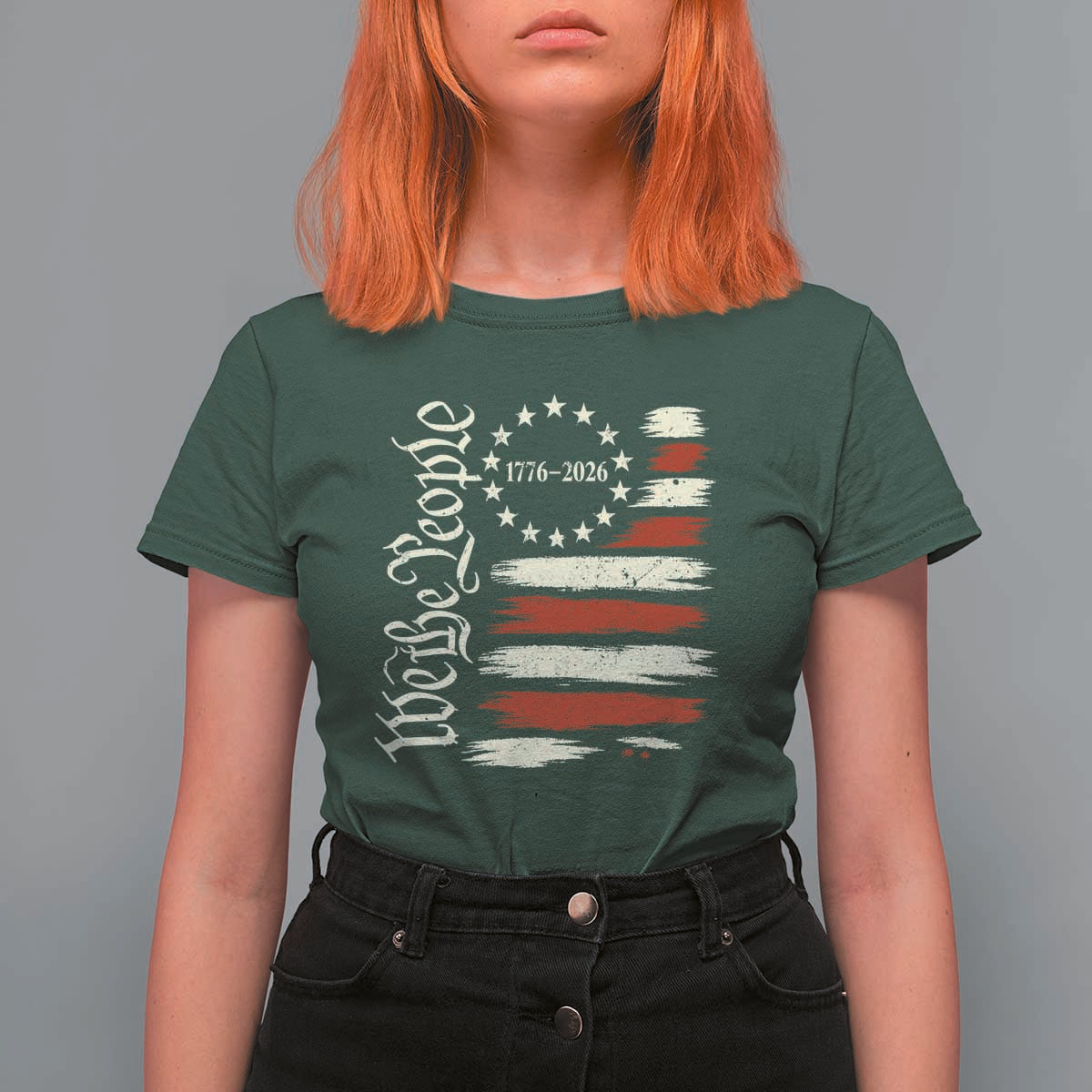 250 Years of Liberty 1776-2026 We The People T Shirt For Women Distressed American Flag Patriotic Semiquincentennial 250th Anniversary