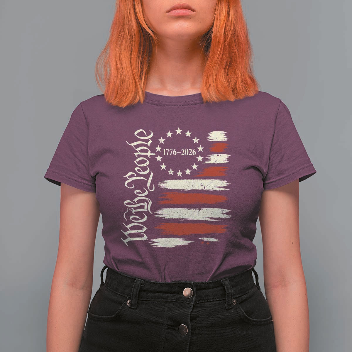 250 Years of Liberty 1776-2026 We The People T Shirt For Women Distressed American Flag Patriotic Semiquincentennial 250th Anniversary