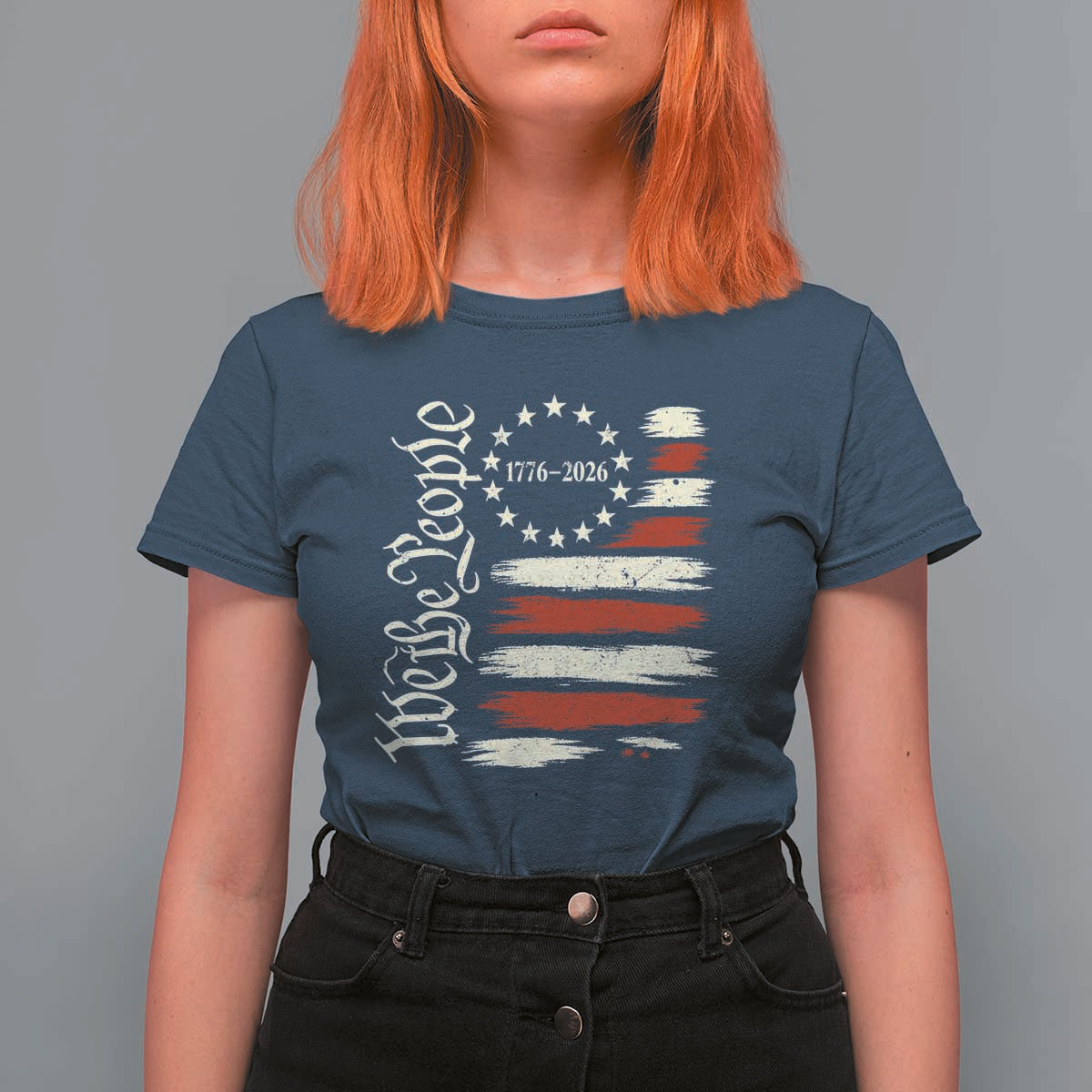 250 Years of Liberty 1776-2026 We The People T Shirt For Women Distressed American Flag Patriotic Semiquincentennial 250th Anniversary