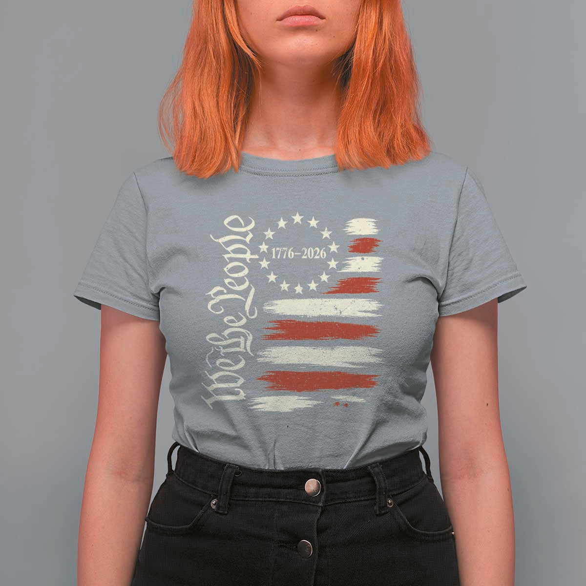 250 Years of Liberty 1776-2026 We The People T Shirt For Women Distressed American Flag Patriotic Semiquincentennial 250th Anniversary