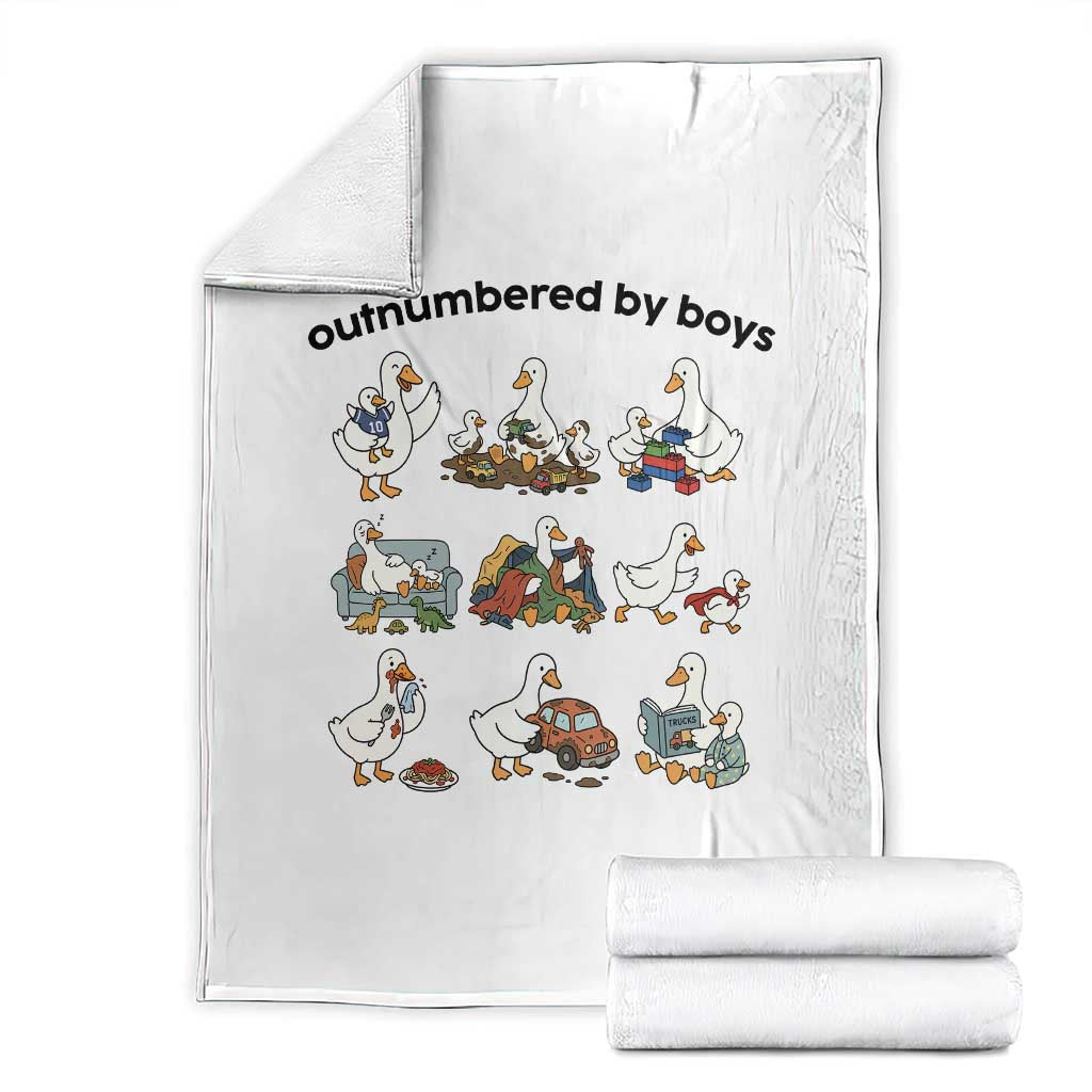 Outnumbered By Boys Funny Goose Mom Life Throw Blanket Chaos Coordinator Motherhood Mothers Day Gag Gift