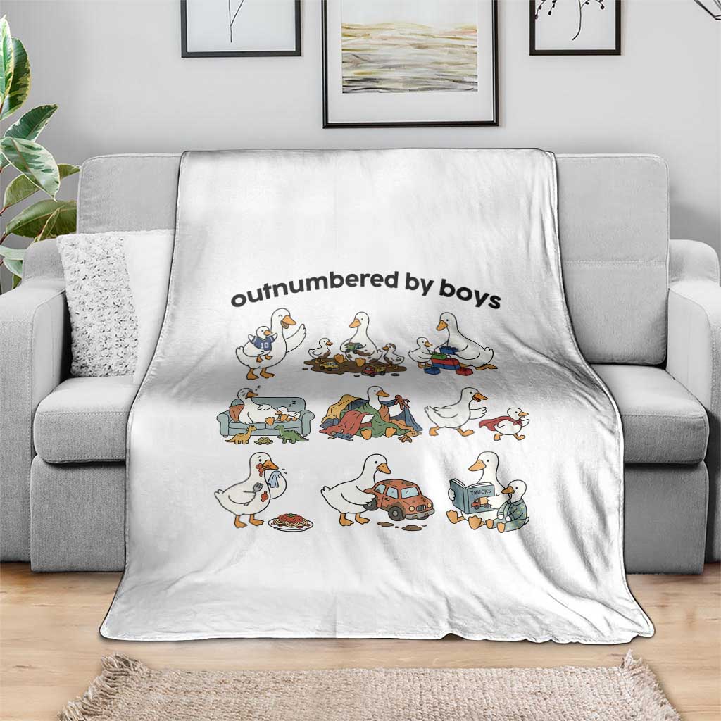 Outnumbered By Boys Funny Goose Mom Life Throw Blanket Chaos Coordinator Motherhood Mothers Day Gag Gift