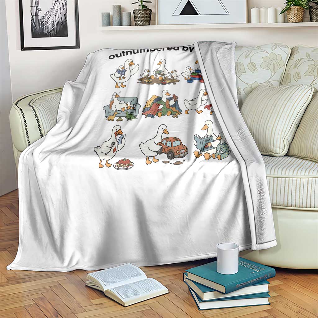 Outnumbered By Boys Funny Goose Mom Life Throw Blanket Chaos Coordinator Motherhood Mothers Day Gag Gift