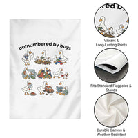 Outnumbered By Boys Funny Goose Mom Life Garden Flag Chaos Coordinator Motherhood Mothers Day Gag Gift