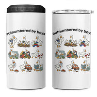 Outnumbered By Boys Funny Goose Mom Life 4 in 1 Can Cooler Tumbler Chaos Coordinator Motherhood Mothers Day Gag Gift